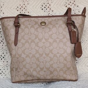 Coach Peyton Tan Signature Tote Bag